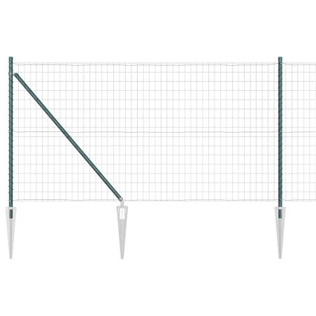 vidaXL Recinzione Euro con 7 pali a spillo 1x10 m in acciaio zincato verde