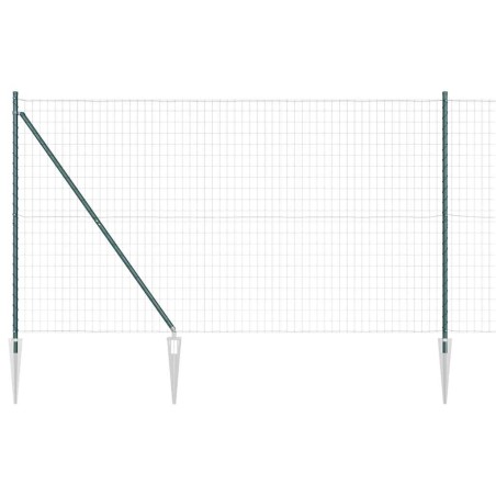 vidaXL Euro Fence con 7 pali a punta 1,6x10 m in acciaio zincato verde