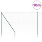 vidaXL Euro Fence con 7 pali a punta 1,6x10 m in acciaio zincato verde