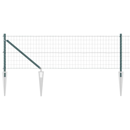 vidaXL Recinzione Euro con 7 pali a punta, 0.8 x 10 m in acciaio zincato verde