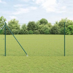 vidaXL Recinzione Euro con 7 pali a punta, 1,5x10 m in acciaio galvanizzato verde