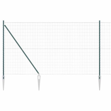 vidaXL Recinzione Euro con 7 Postazioni a Punta, 1,6 x 10 m, in Acciaio Zincato Verde