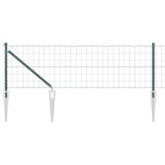 vidaXL Recinzione Euro di con 7 pali a punta, 0,4 x 10 m, in acciaio galvanizzato verde