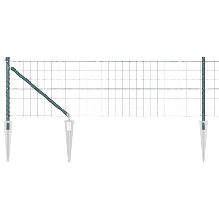 vidaXL Recinzione Euro di con 7 pali a punta, 0,4 x 10 m, in acciaio galvanizzato verde