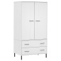 Armadio Gambe Metallo Bianco 90x55x172,5 cm Legno Massello OSLO Armadio Gambe Metallo Bianco 90x55x172,5 cm Legno Massello OSLO