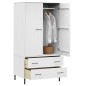 Armadio Gambe Metallo Bianco 90x55x172,5 cm Legno Massello OSLO Armadio Gambe Metallo Bianco 90x55x172,5 cm Legno Massello OSLO