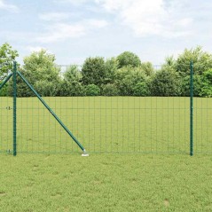 vidaXL Recinzione Euro con 7 Pali a Punta 1,4x10 m in Acciaio Galvanizzato Verde