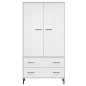 Armadio Gambe Metallo Bianco 90x55x172,5 cm Legno Massello OSLO Armadio Gambe Metallo Bianco 90x55x172,5 cm Legno Massello OSLO
