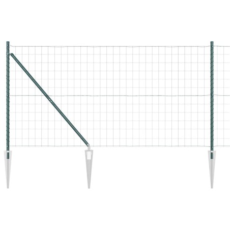 vidaXL Recinzione Euro con 7 Pali a Punta 1,4x10 m in Acciaio Galvanizzato Verde