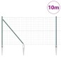 vidaXL Recinzione Euro con 7 Pali a Punta 1,4x10 m in Acciaio Galvanizzato Verde