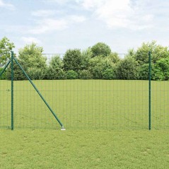 vidaXL Recinzione Euro con 7 pali a picco, 1.5 x 10 m in acciaio zincato verde