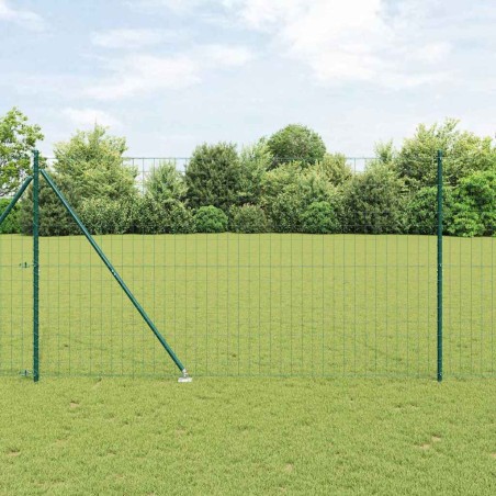 vidaXL Recinzione Euro con 7 pali a picco, 1.5 x 10 m in acciaio zincato verde
