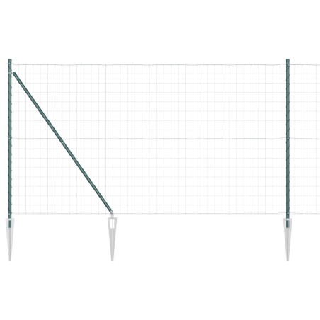 vidaXL Recinzione Euro con 7 pali a picco, 1.5 x 10 m in acciaio zincato verde