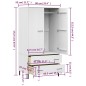 Armadio Gambe Metallo Bianco 90x55x172,5 cm Legno Massello OSLO Armadio Gambe Metallo Bianco 90x55x172,5 cm Legno Massello OSLO