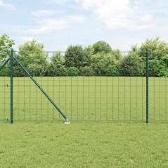 vidaXL Recinzione Euro con 7 pali appuntiti, 1,4x10 m in acciaio zincato verde