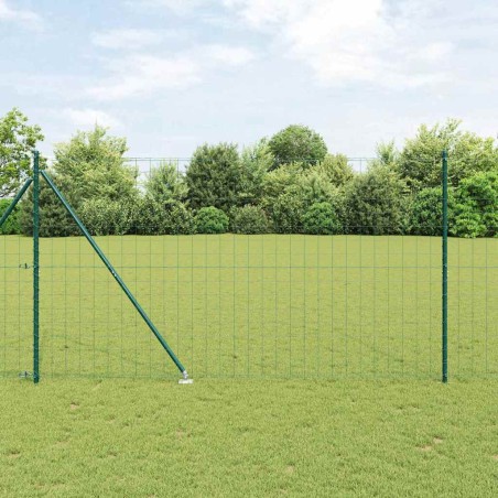 vidaXL Recinzione Euro con 7 pali a punta, 1,5 x 10 m, in acciaio zincato verde.
