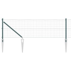 vidaXL Recinzione Euro con 13 pali a punta, 0.4x25 m, in acciaio zincato verde