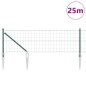 vidaXL Recinzione Euro con 13 pali a punta 0.4x25m in acciaio galvanizzato verde