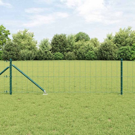 vidaXL Recinzione Euro con 13 pali a punta, 0.4 x 25m, in acciaio galvanizzato verde.