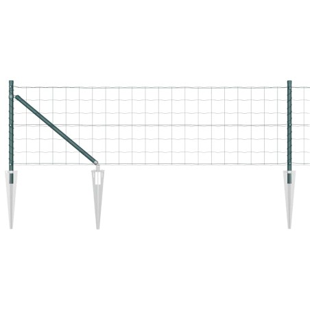 vidaXL Recinzione Euro con 13 pali a punta, 0.4 x 25m, in acciaio galvanizzato verde.