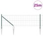 vidaXL Recinzione Euro con 13 pali a punta, 0.4 x 25m, in acciaio galvanizzato verde.