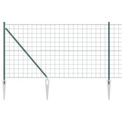 vidaXL Recinzione Euro con 13 Post a Punta 1,2x25 m in Acciaio Zincato Verde