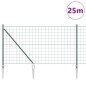 vidaXL Recinzione Euro con 13 Post a Punta 1,2x25 m in Acciaio Zincato Verde