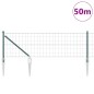 vidaXL Recinzione Euro con 13 Pali a Punta 0,4x50 m in Acciaio Galvanizzato Verde