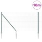 vidaXL Recinzione Euro con 7 pali a punta, 1x10 m, in acciaio galvanizzato verde.