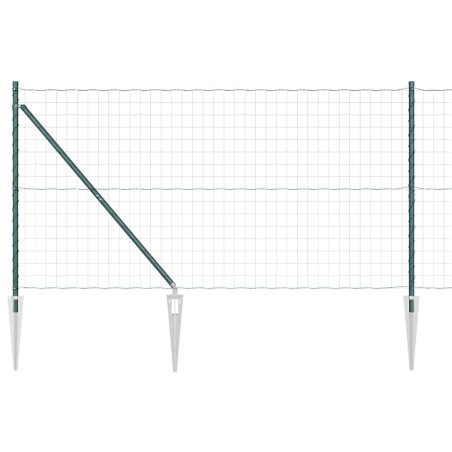 vidaXL Recinzione Euro con 7 pali a punta, 1,2x10 m in acciaio zincato verde