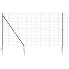 vidaXL Recinzione Euro con 7 Pali a Punta 1,6 x 10 m in Acciaio Galvanizzato Verde