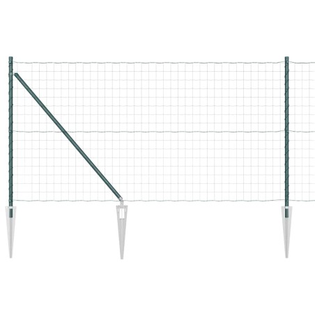 vidaXL Recinzione Euro con 13 pali a spillo, 1x25 m in acciaio galvanizzato verde.