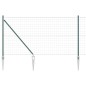 vidaXL Recinzione Euro con 13 pali a spillo, 1x25 m in acciaio galvanizzato verde.