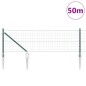 vidaXL Euro Fence con 13 pali a punta 0.4x50 m in acciaio zincato verde