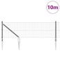 vidaXL Cancello Euro con 7 posti a picco 0.4x10 m in acciaio zincato grigio