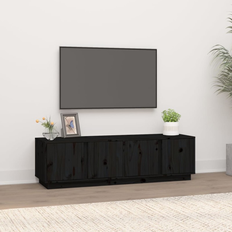 Mobile Porta TV Nero 140x40x40 cm in Legno Massello di Pino Mobile Porta TV Nero 140x40x40 cm in Legno Massello di Pino