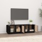 Mobile Porta TV Nero 140x40x40 cm in Legno Massello di Pino Mobile Porta TV Nero 140x40x40 cm in Legno Massello di Pino