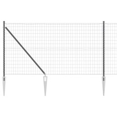 vidaXL Cancello Euro con 7 pali a punta, 1x10m, in acciaio zincato grigio.