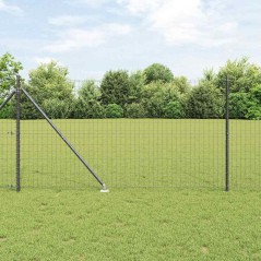vidaXL Recinzione Euro con 7 pali a punta, 1.4x10 m, in acciaio zincato grigio