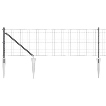 vidaXL Recinzione Euro con 7 pali a spillo, 0.4 x 10 m, in acciaio galvanizzato grigio