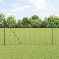 vidaXL Euro Fence con 7 pali a picco da 1.5x10m in acciaio galvanizzato grigio