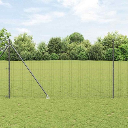 vidaXL Recinzione Euro con 7 pali a punta, 1,6 x 10 m in acciaio zincato grigio