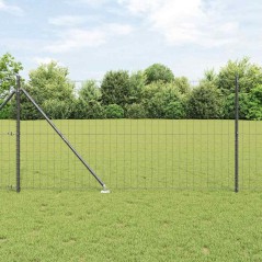 vidaXL Recinzione Euro con 7 pali a punta, 1.4 x 10 m in acciaio galvanizzato grigio