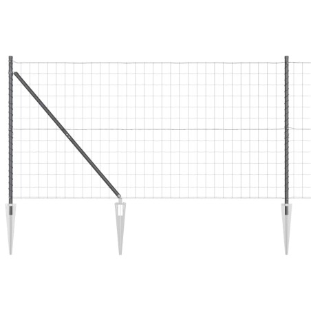vidaXL Recinzione Euro con 7 pali a punta, 1.4 x 10 m in acciaio galvanizzato grigio