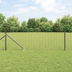 VidaXL Recinzione Euro con 7 pali a picchetto 0,6 x 10 m in acciaio zincato grigio