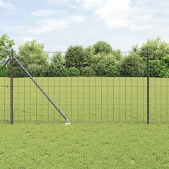 vidaXL Recinzione Euro con 7 posti a punta, 1x10 m in acciaio zincato grigio
