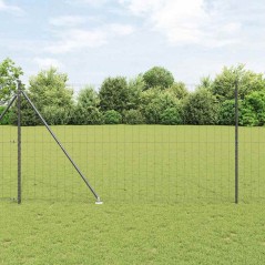 vidaXL Recinzione Euro con 7 pali appuntiti, 1,5 x 10 m, in acciaio zincato grigio
