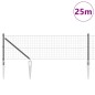 vidaXL Recinzione Euro Fence con 13 pali a punta, 0,8 x 25 m, in acciaio galvanizzato grigio.