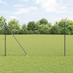 vidaXL Recinzione Euro con 7 pali a spillo, 1.6x10m in acciaio zincato grigio