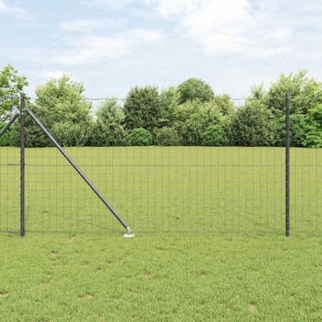 vidaXL Euro Fence con 13 pali a punta 1x25 m in acciaio zincato grigio